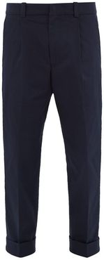 Cotton-blend Twill Tapered-leg Trousers - Mens - Navy