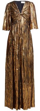 Striped Silk-blend Chiffon Gown - Womens - Gold Multi