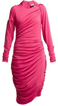 Alexandra Crinkled-georgette Ruched Midi Dress - Womens - Pink