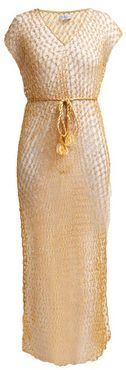 Beaded Crochet Dress - Womens - Gold