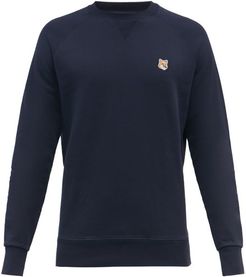 Fox Head-appliqué Cotton Sweatshirt - Mens - Navy