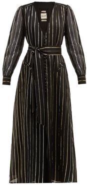 Medusa Metallic Stripe-jacquard Cotton-blend Gown - Womens - Black