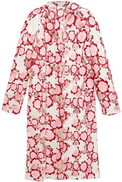 Floral-embroidered Pvc Raincoat - Womens - Pink