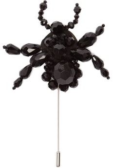 Spider Beaded Brooch - Womens - Black