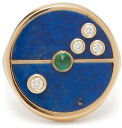Compass Lapis, Diamond & 14kt Gold Ring - Womens - Blue