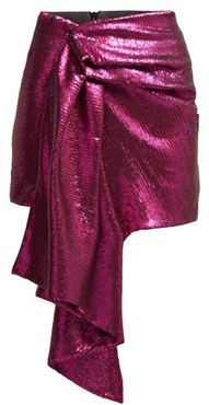 Draped Sequinned Mini Skirt - Womens - Pink
