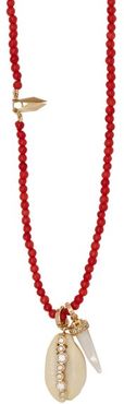 Karo Diamond & 18kt Gold Beaded Necklace - Womens - Red