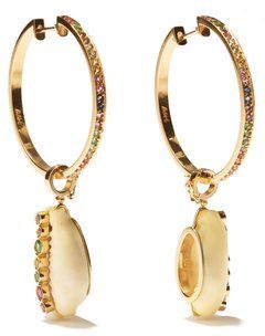 Etiope 18kt Gold & Sapphire Hoop Earrings - Womens - Multi