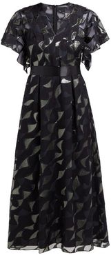 Evangelina Tie-waist Fil-coupé Dress - Womens - Black Multi