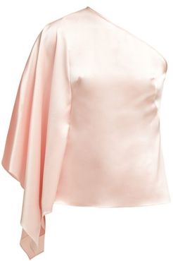 Selma One-shoulder Satin Top - Womens - Light Pink