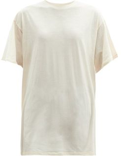 Long-line Cotton-jersey T-shirt - Womens - Pale Pink