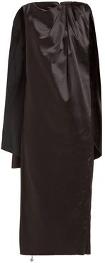 Cape-back Silk-blend Midi Dress - Womens - Black