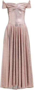 Nicoletta Off-the-shoulder Lamé Maxi Dress - Womens - Pink