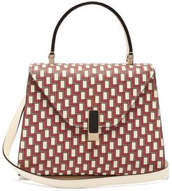 Iside Mini Geometric-print Leather Bag - Womens - Red Multi