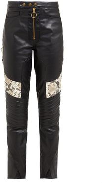 Panelled Leather Biker Trousers - Womens - Multi
