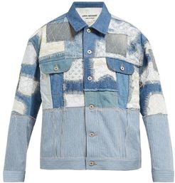Patchwork Denim And Lace Jacket - Womens - Blue Multi