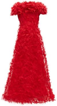 Rosette-appliqué Tulle Gown - Womens - Red