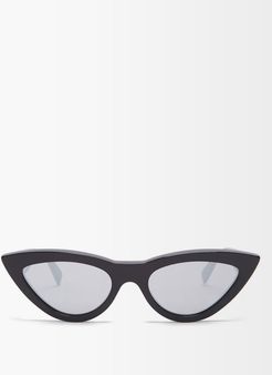 Mirrored Cat-eye Acetate Sunglasses - Womens - Black