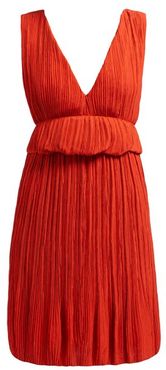 Plissé-crepe Mini Dress - Womens - Dark Orange