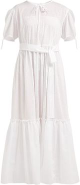Perforated Cotton-poplin Maxi Dress - Womens - White