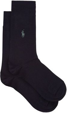 Pack Of Two Logo-embroidered Socks - Mens - Navy