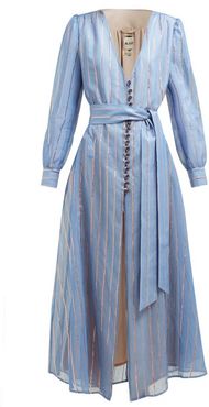 Medusa Striped Cotton-blend Gauze Dress - Womens - Blue Stripe