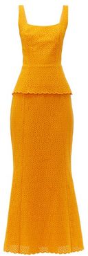 Penelope Broderie-anglaise Cotton Maxi Dress - Womens - Orange