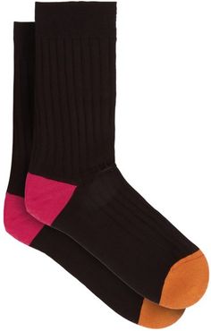 Portobello Contrast-colour Socks - Mens - Black