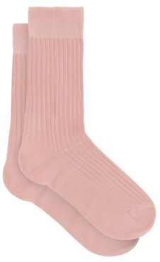 Danvers Ribbed-knit Cotton-blend Socks - Mens - Pink