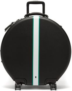 Front-stripe Circular Check-in Suitcase - Womens - Black Green