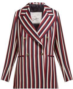 The Stella Double-breasted Striped Wool Blazer - Womens - Red Multi