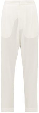 Safi High-rise Cotton-crepe Trousers - Womens - White