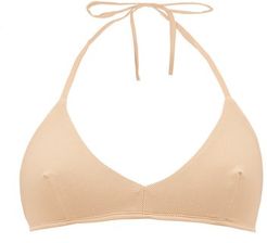 V-neck Piqué Halterneck Bikini Top - Womens - Nude