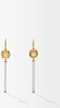 Citrine, Venetian Bugle & Gold Drop Earrings - Womens - Yellow