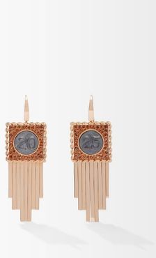 Pure Numbers Sapphire & 18kt Rose-gold Earrings - Womens - Orange