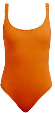 Select Ruched-strap Swimsuit - Womens - Orange
