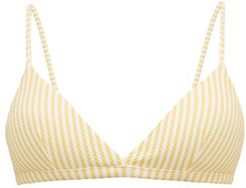 Striped Triangle Cup Bikini Top - Womens - Yellow White