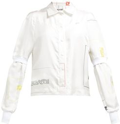 Double-sleeve Logo-print Satin Shirt - Womens - White Multi