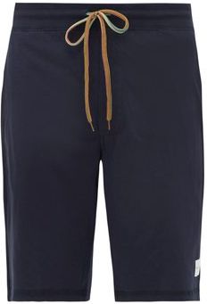 Striped-drawstring Cotton-jersey Pyjama Shorts - Mens - Navy
