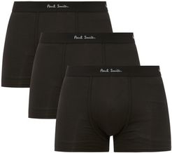 Pack Of Three Cotton-blend Boxer-briefs - Mens - Black