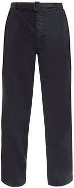 Wide-leg Cotton Chino Trousers - Mens - Navy
