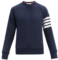Four-bar Intarsia-stripe Cotton Sweatshirt - Mens - Navy