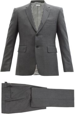 Single-breasted Wool-twill Suit And Tie - Mens - Grey