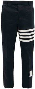 Striped Straight-leg Cotton Chino Trousers - Mens - Navy