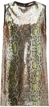 Fantasia Snake-print Sequinned Dress - Womens - Multi