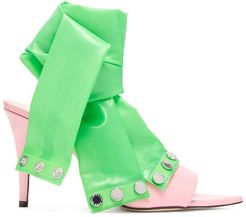 Latex-strap Patent-leather Mules - Womens - Pink Multi