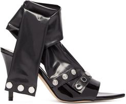 Latex-strap Patent-leather Mules - Womens - Black