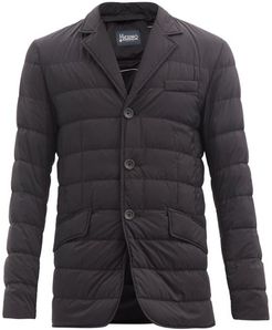 Single-breasted Quilted Down Jacket - Mens - Black