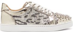 Vieira Spike-embellished Tweed Trainers - Womens - Silver