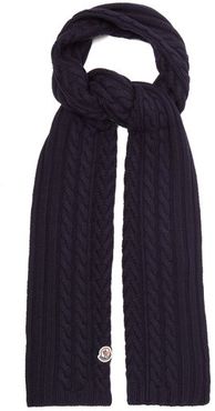 Cable-knitted Wool Scarf - Womens - Navy